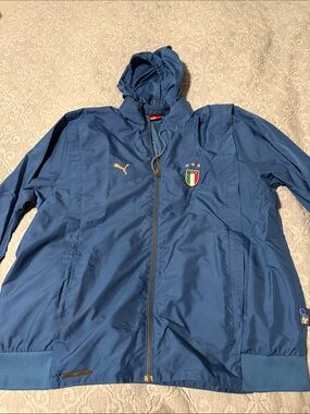 Puma Blue Hooded Italy Crest Windbreaker